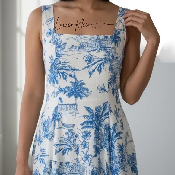 Joie Women Blue White Palm Tree Print Linen Blend Pockets Side Mini Dress Size 4 - www.threedaughtersproperties.com Joie Women Blue White Palm Tree Print Linen Blend Pockets Side Mini Dress Size 4 - www.threedaughtersproperties.com